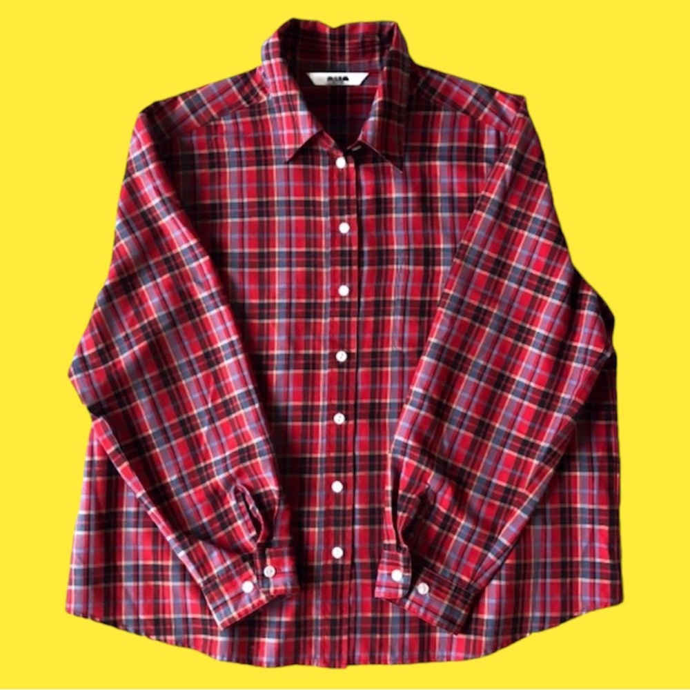 Vintage Alia Petites Long Sleeve Button Down Shirt Red Plaid Womens XL